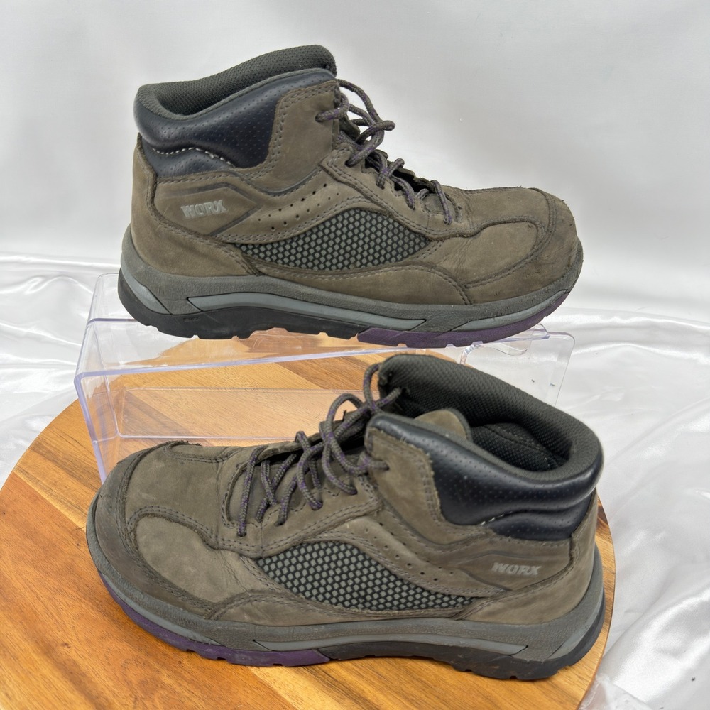 Worx Red Wing Shoes Work Boots Womens 7.5M Brown Leather Mesh Safety Toe 5117
